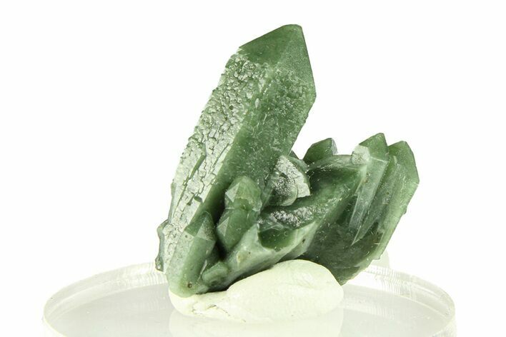 Green Hedenbergite Included Quartz Cluster - Mongolia #294210